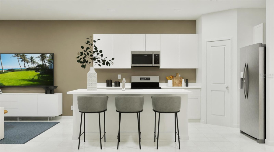 Virtually staged. Kitchen