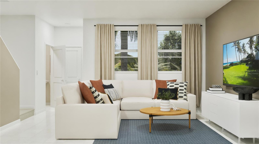 Virtually staged. Family room