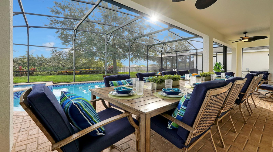 lanai, with fan and TV