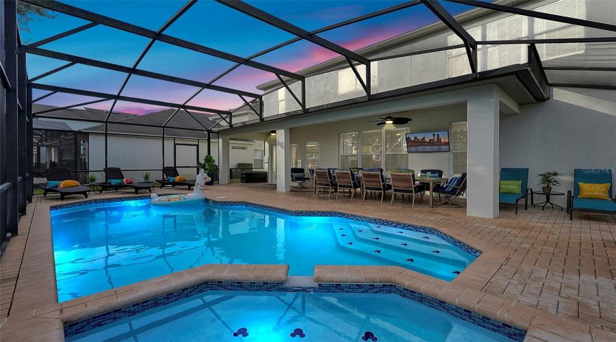 Pool and spa, with Mickey mouse tiles