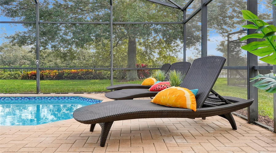 Pool with comfortable lounging area