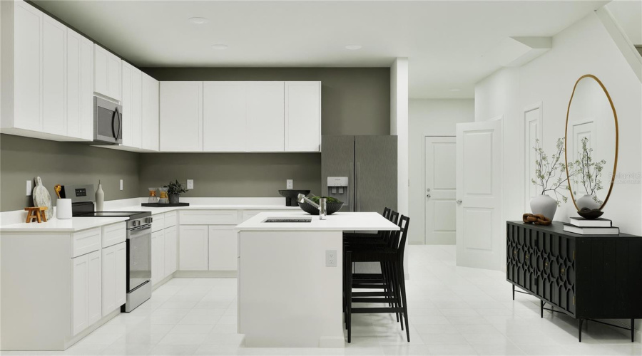 Virtually staged. Kitchen