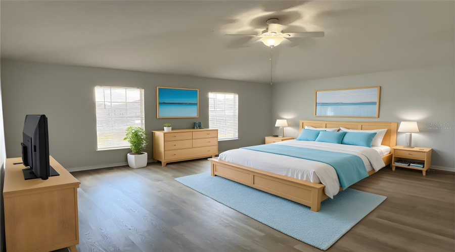 Virtually staged Master-suite view 1