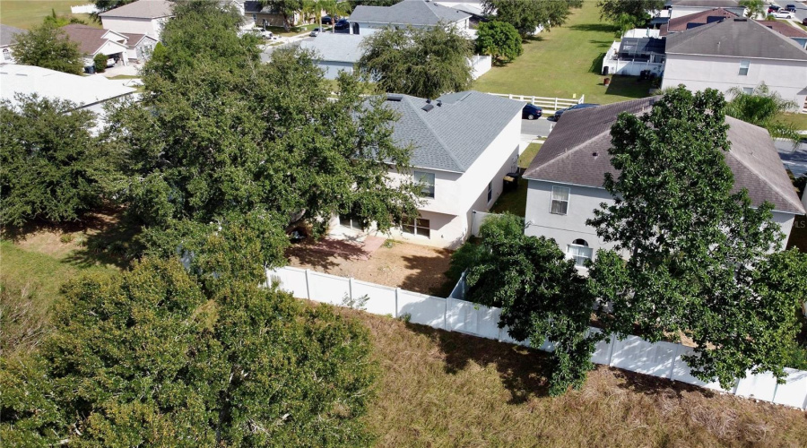 Aerial, rear view of home