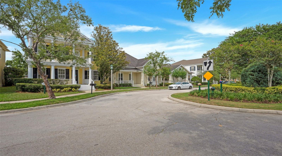 Green space in front of house