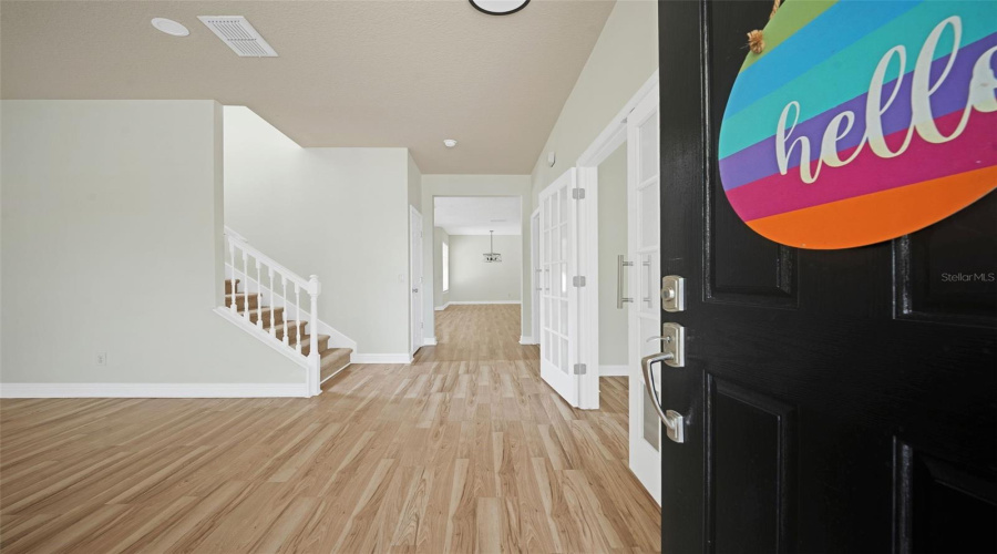 Walking in the front door to the flex space