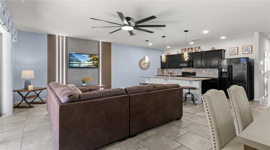 Living room and kitchen.
