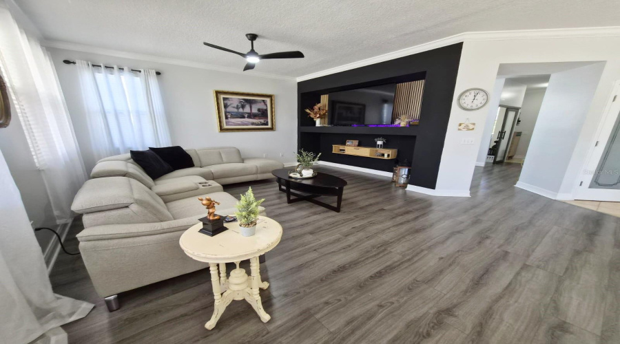 Family Room with custom built Fascia for TV