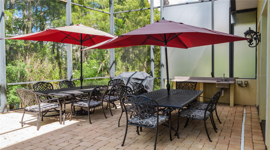 Covered Tables in Screened Porch