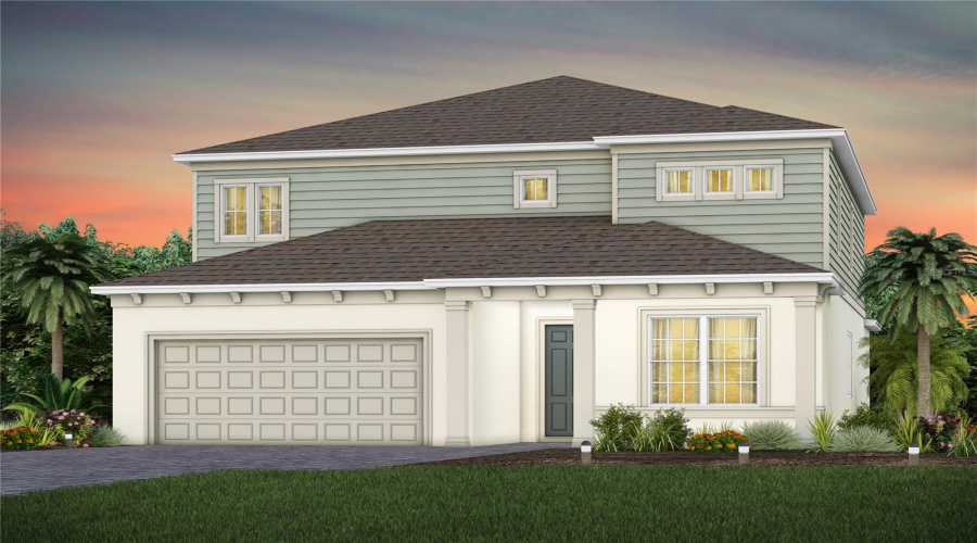 Exterior Design. Artistic rendering for this new construction home. Pictures are for illustrative purposes only. Elevations, colors and options may vary.