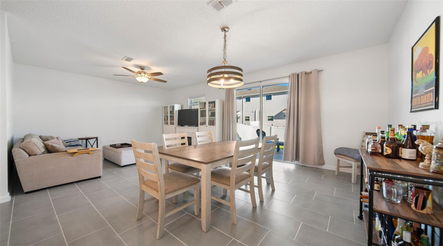 Open living and dining area