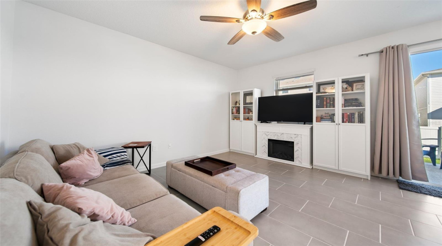 Open living and dining area