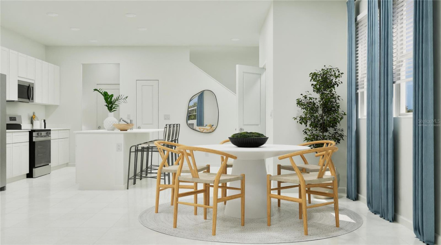 Virtually staged. Dining