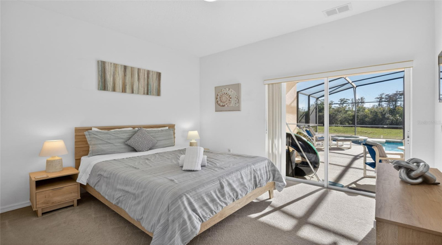 Downstairs bedroom pool view