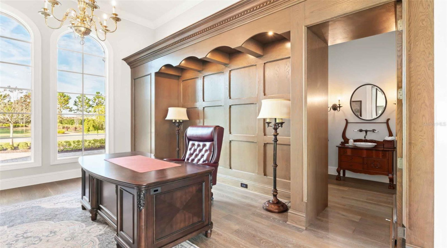 Concealed powder room in the office..