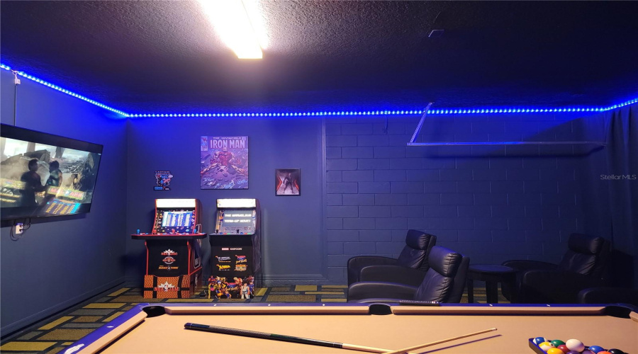The garage has been transformed into a stylish air-conditioned MEDIA/GAME ROOM, adding tremendous entertainment value.