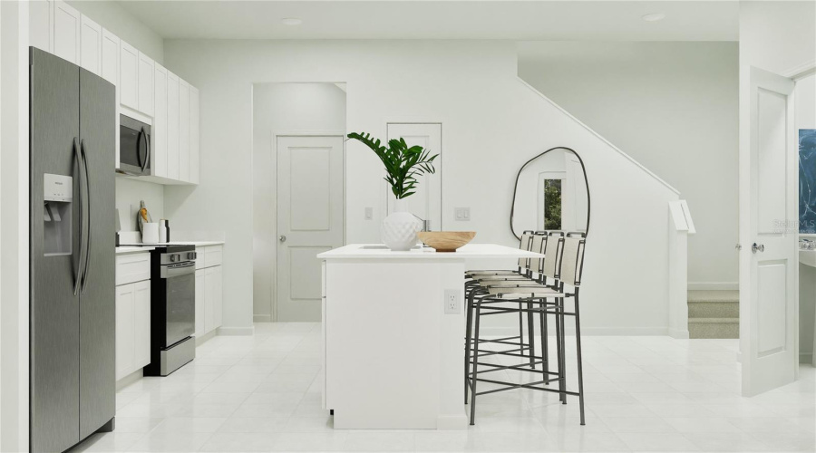 Virtually staged. Kitchen