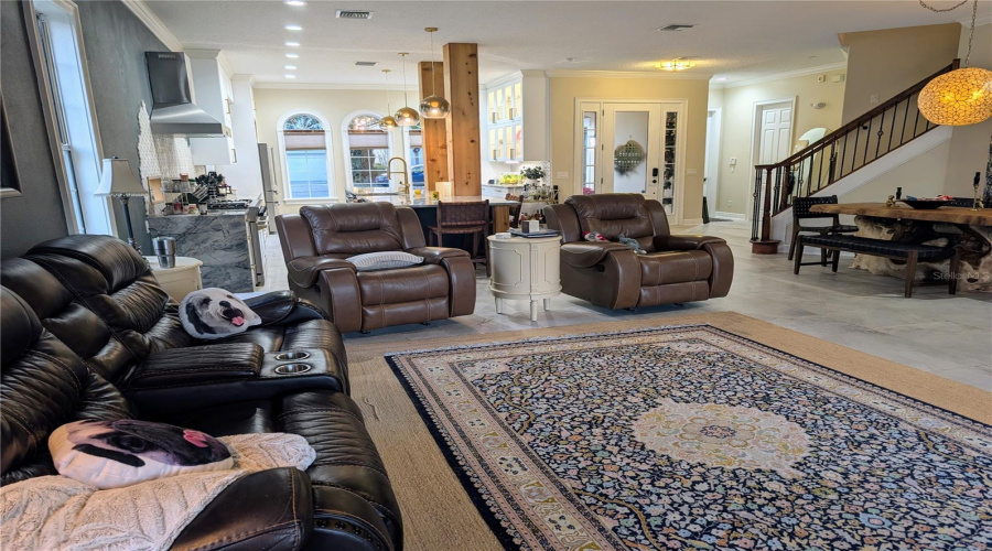 living room view to front door