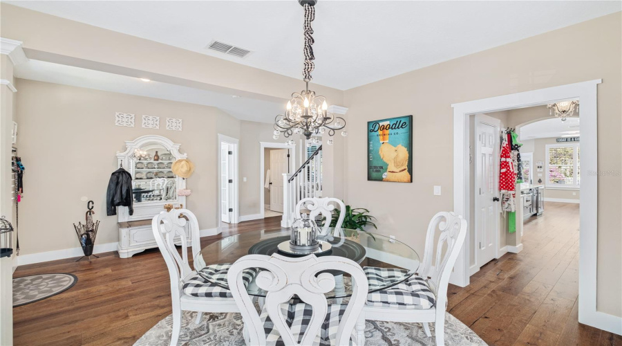 View from Dining Room to Hallway and Kitchen