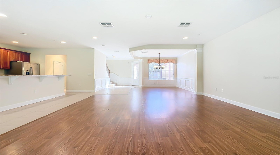 A view from the sliding glass doors to the front of the home.