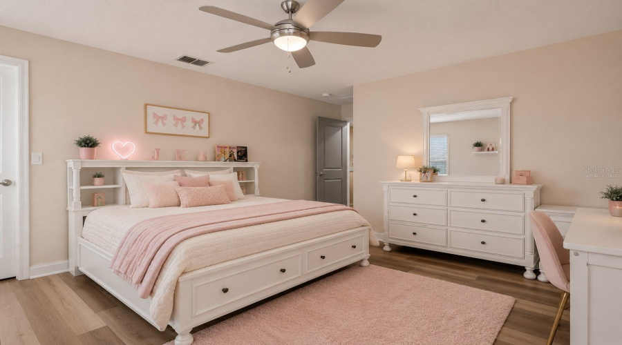 Virtually staged upstairs Bedroom