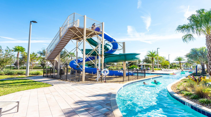 Waterslide and lazy river.
