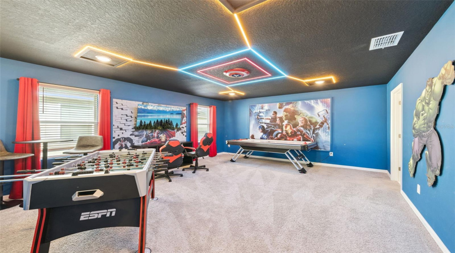 Gaming area in loft upstairs