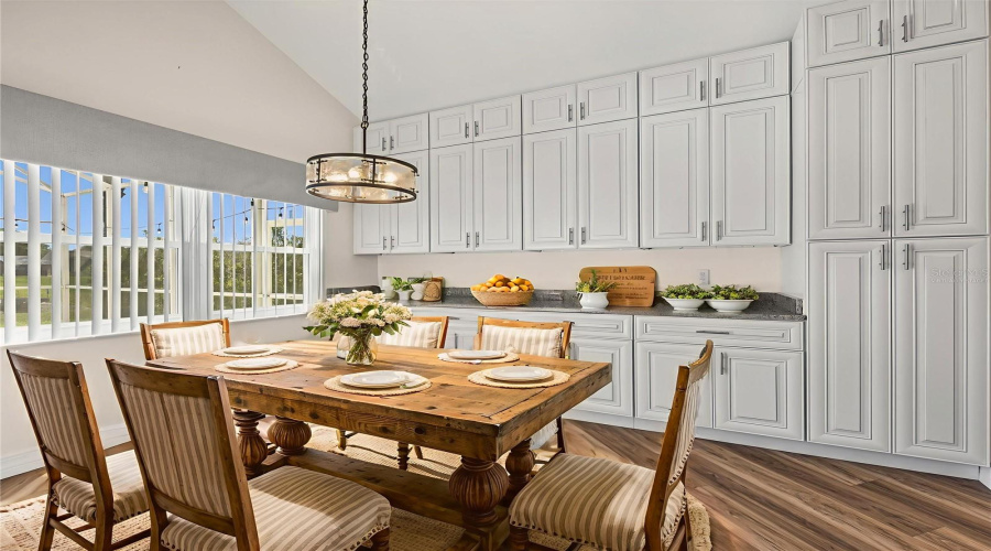 Breakfast nook with tons of storage space - virtually staged