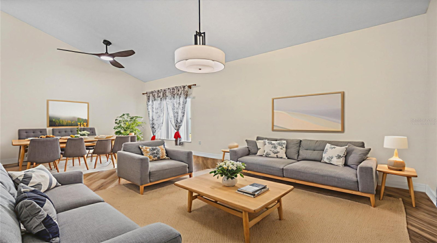 Dining room and living room - virtually staged