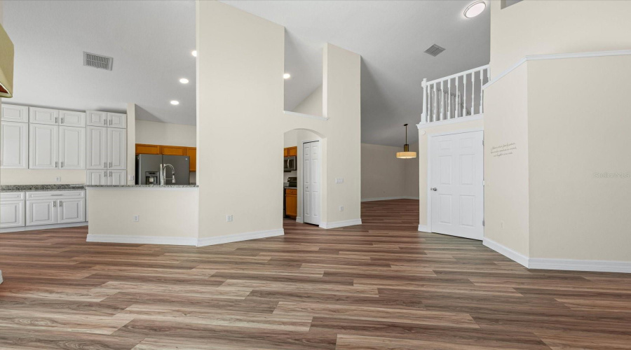 Family room with view into the kitchen