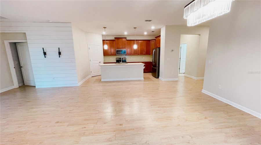 Open floor plan for living room, kitchen and dining
