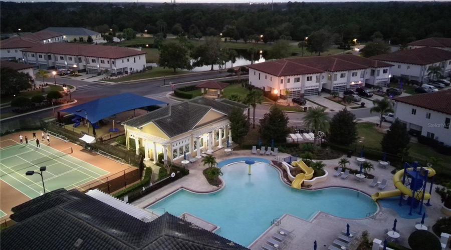 Providence Amenities at dusk.