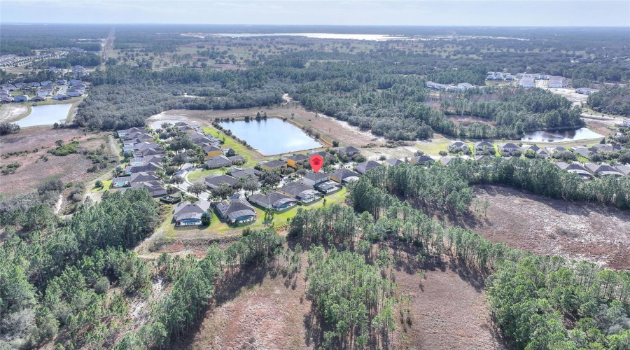 Aerial view of home and community