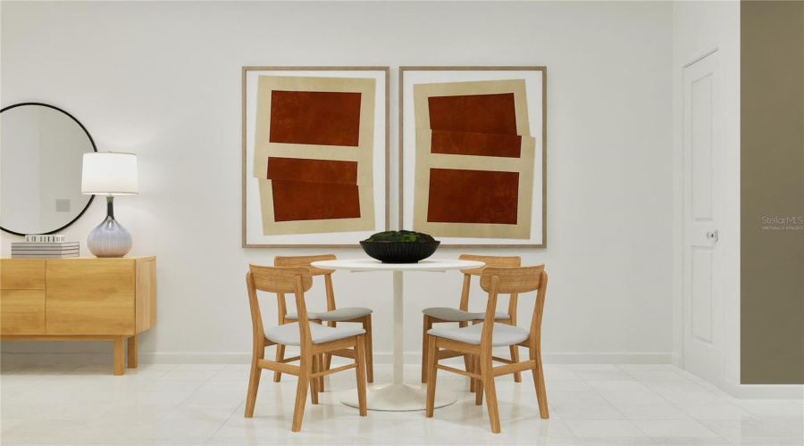 Virtually staged. Dining