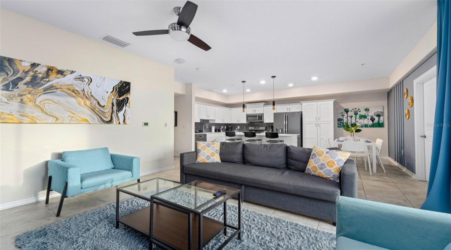 Plenty of space for lounging in family room