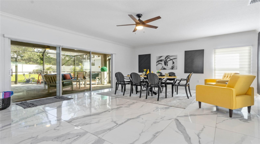 Dining room with patio access.