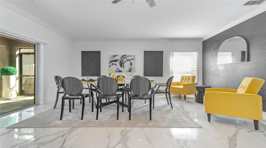 Dining room with patio access.