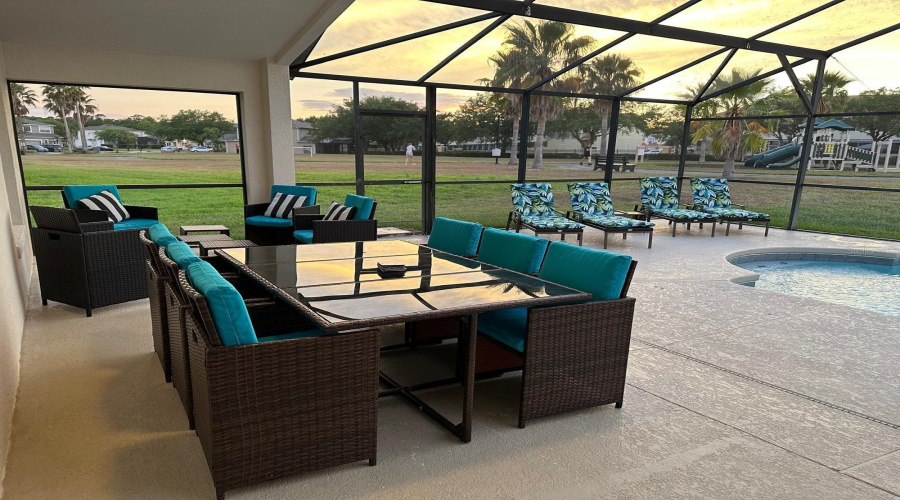 Spacious shaded dining area