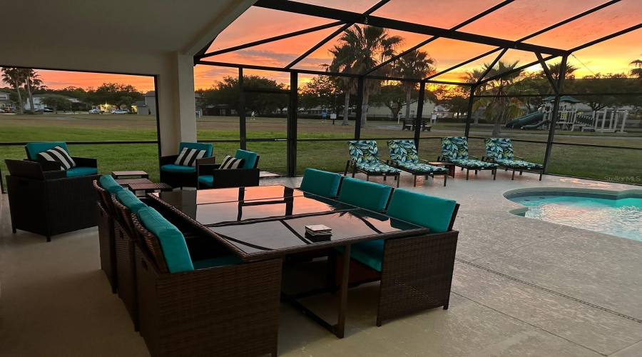 Spacious shaded dining area