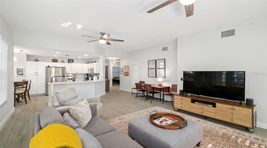 View from Family Room into Kitchen