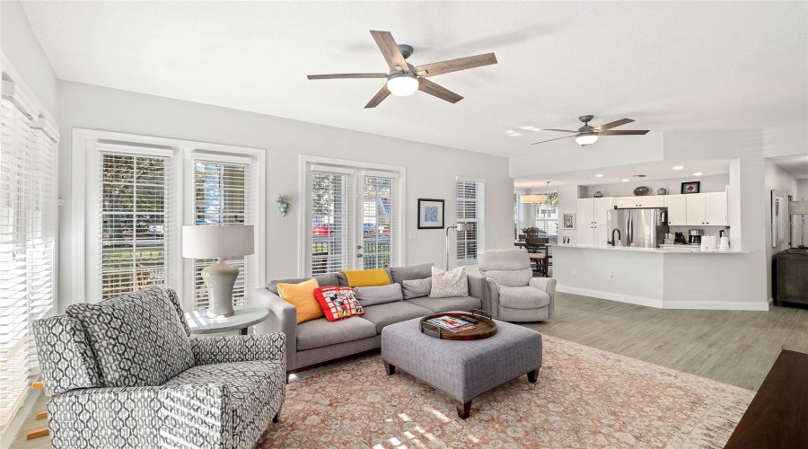 View from Primary Bedroom into Family Room/Kitchen