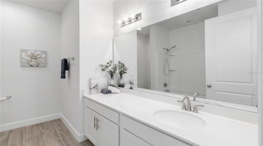 Hall bathroom with tub/shower combo
