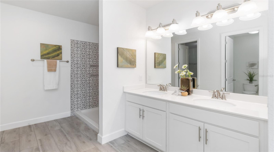 Primary Bathroom with double sinks