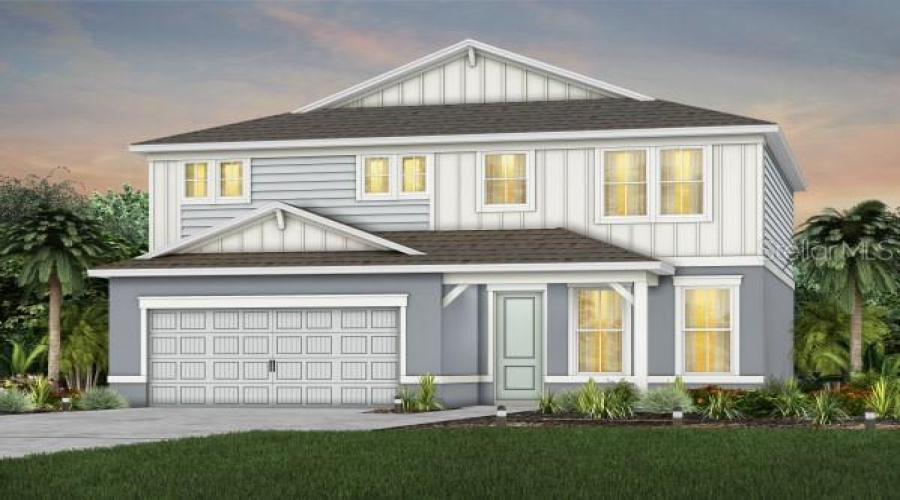 Exterior Design. Artistic rendering for this new construction home. Pictures are for illustrative purposes only. Elevations, colors and options may vary.