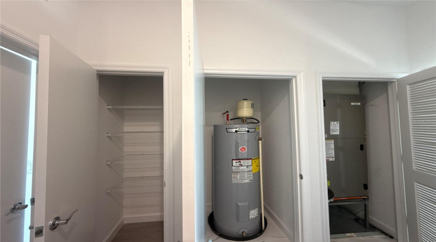 Water heater and HVAC closets 3rd floor
