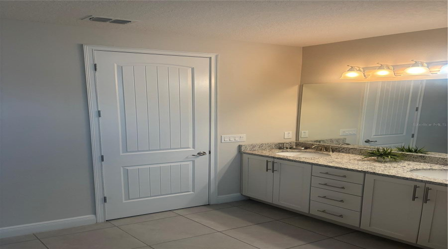 Master bathroom vanity with dual wash hand basins