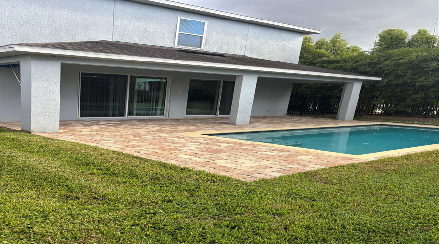 View of pool from raised area