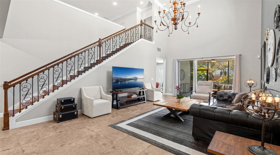 Two story living room- freshly painted