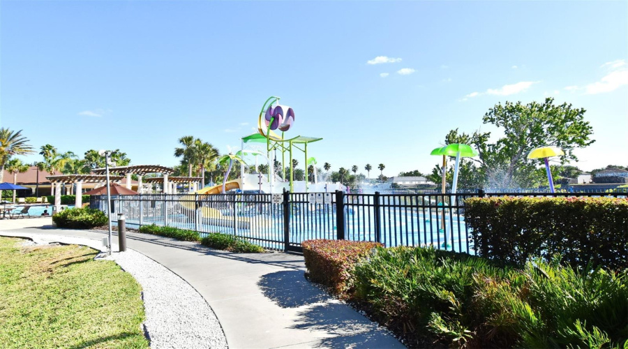 Pathway to clubhouse and water park
