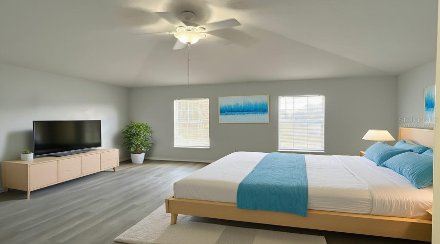 Virtually staged Master-suite view 2